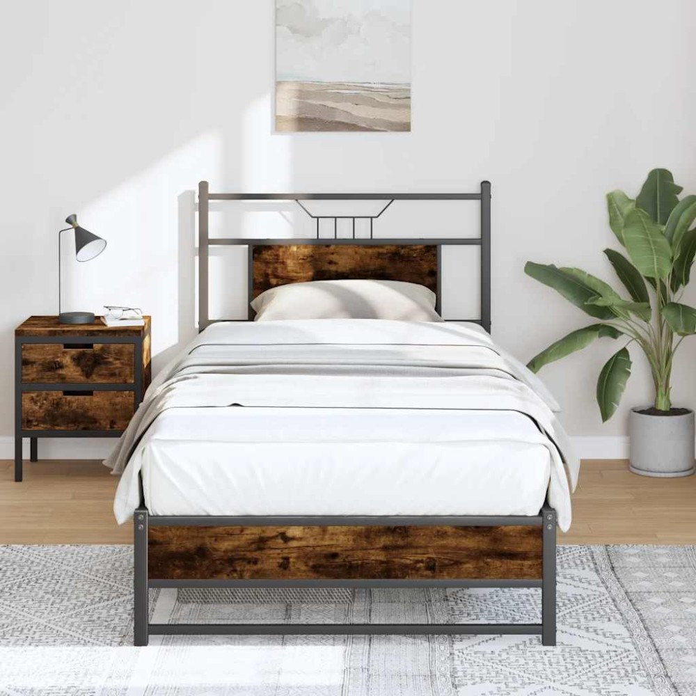 vidaXL Sängram utan madrass rökfärgad ek 80x200 cm konstruerad trä