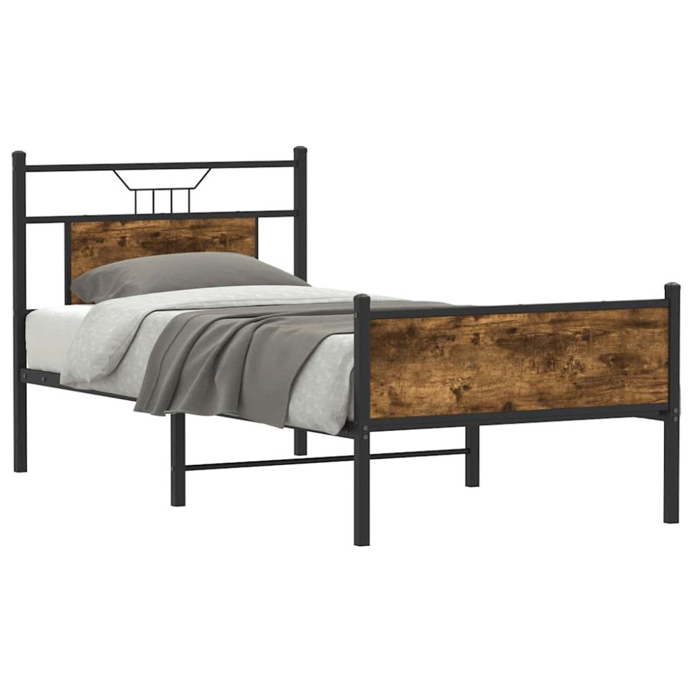 vidaXL Sängram utan madrass rökfärgad ek 80x200 cm konstruerad trä