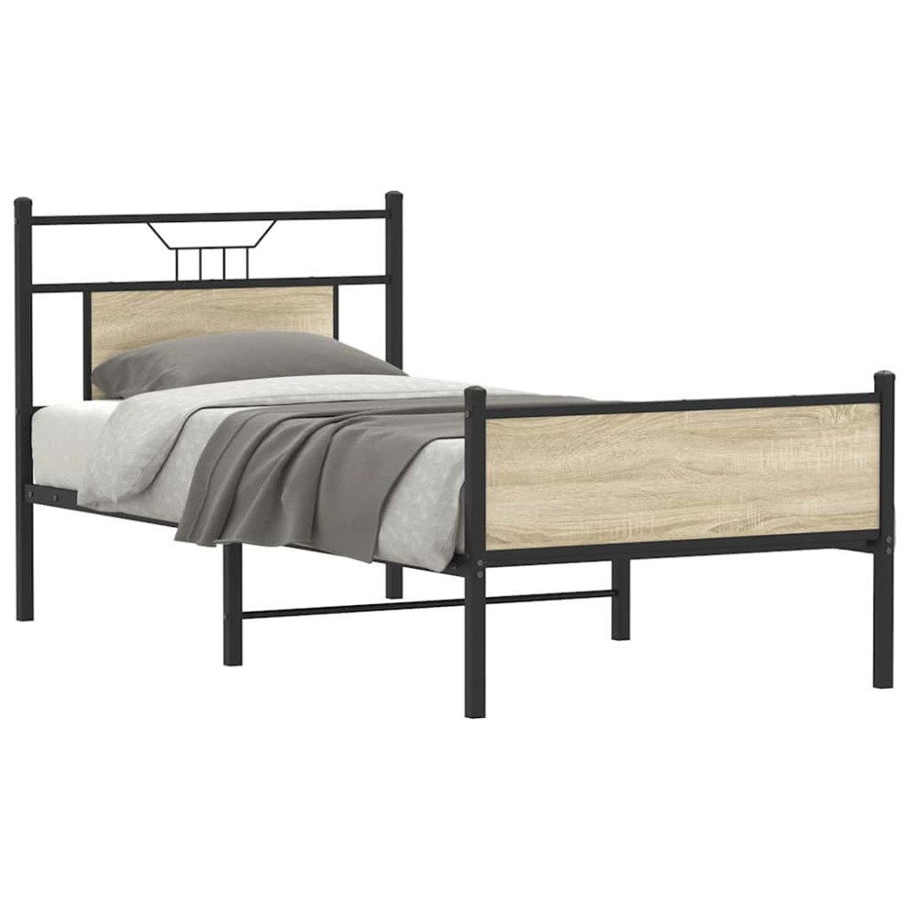 vidaXL Sängram utan madrass sonoma-ek 90x200 cm konstruerad trä