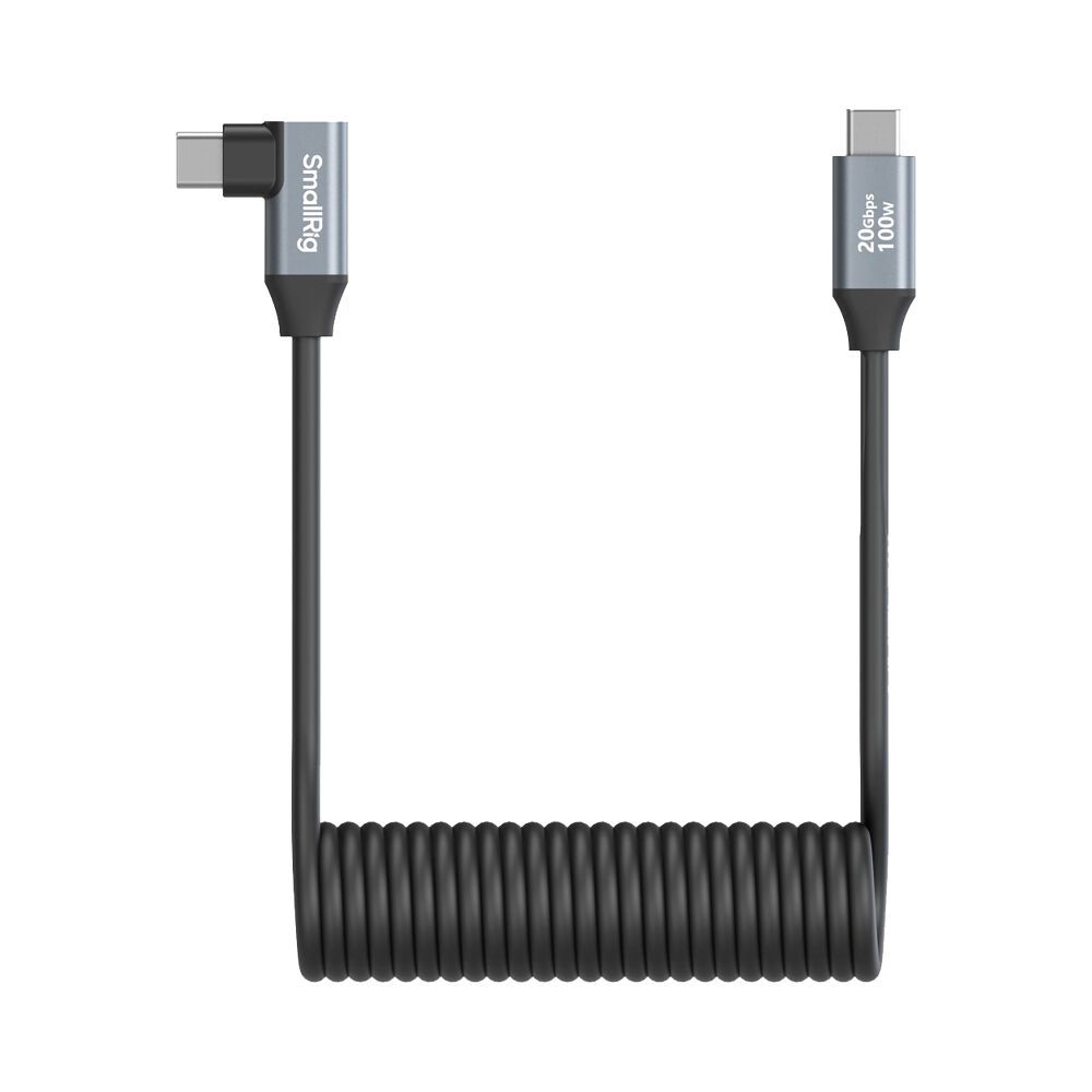 SMALLRIG SmallRig 4792 USB-C Straight to USB-C Angled Coiled Data Cable