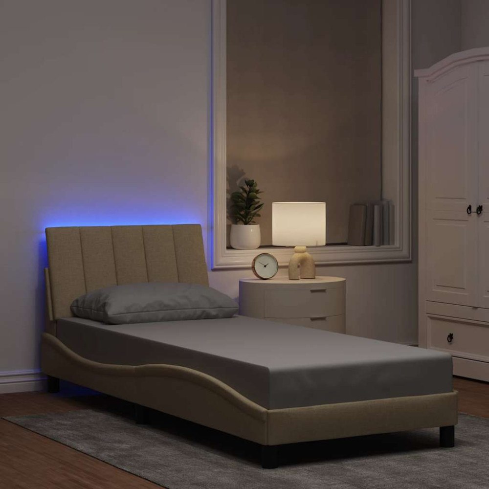 vidaXL Bed Frame without Mattress "Hanko" Cream 80x200cm Fabric