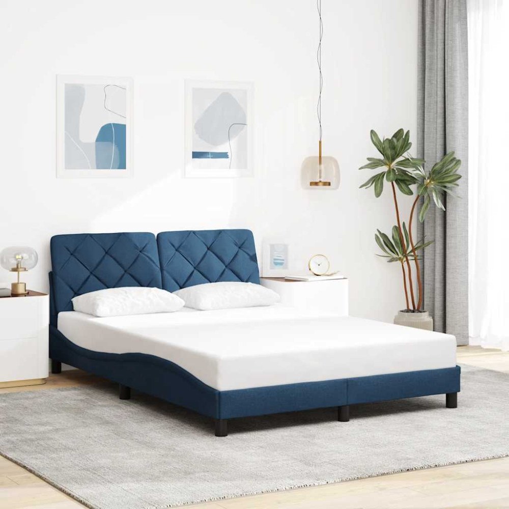 vidaXL Bed Frame without Mattress Blue 120x200 cm Fabric