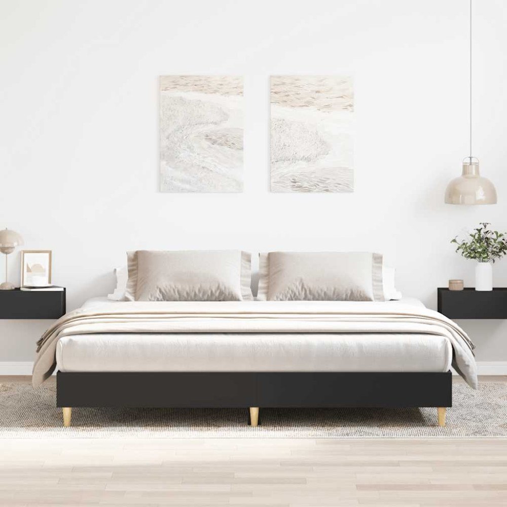 vidaXL Sängram utan madrass svart 200x200 cm konstruerat trä