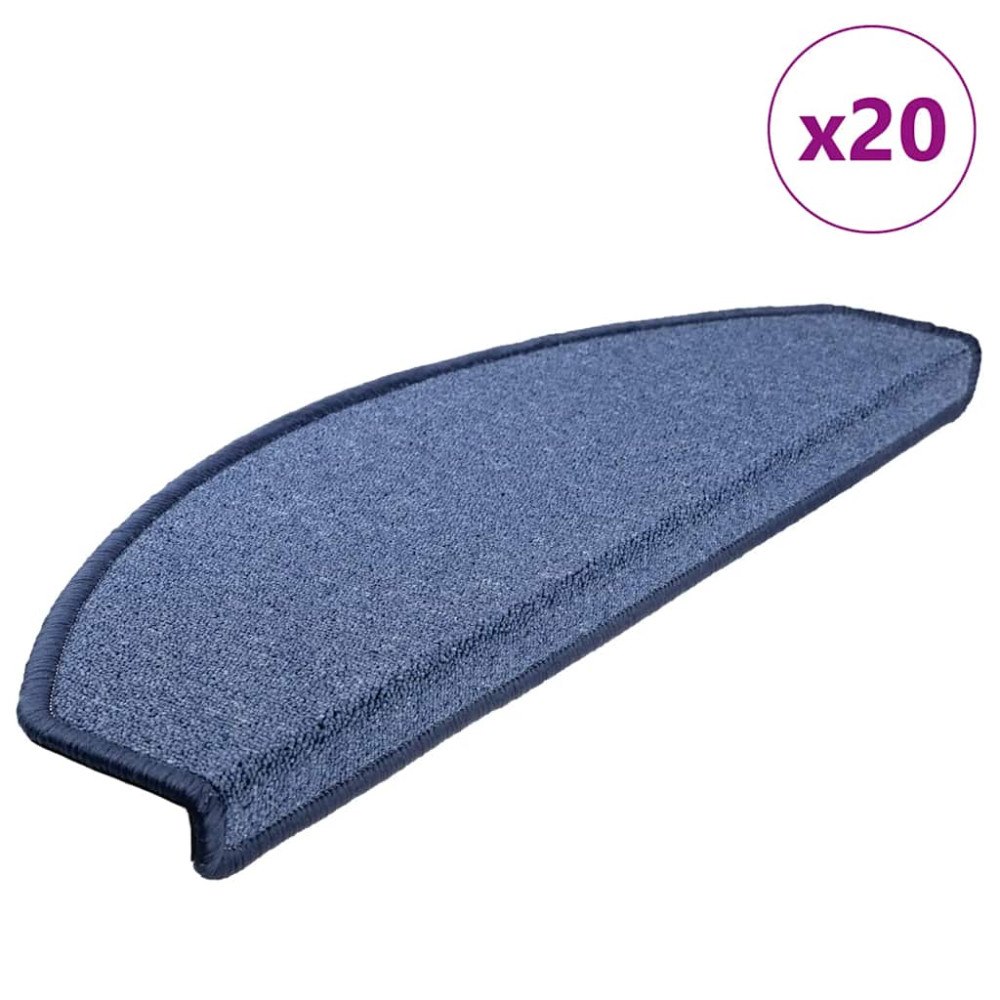 vidaXL Trappmattor 20 st 65x24x4 cm blå halvrunda stora
