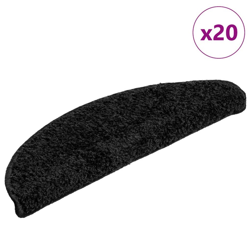 vidaXL Trappmattor 20 st 56x17x3 cm svarta halvrunda
