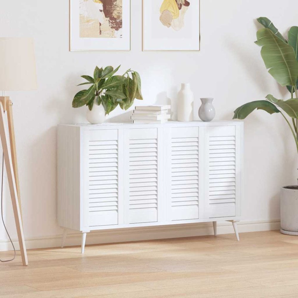 vidaXL Skåpsdörrar lamelldesign 4 st vit 61,5x29,5 cm