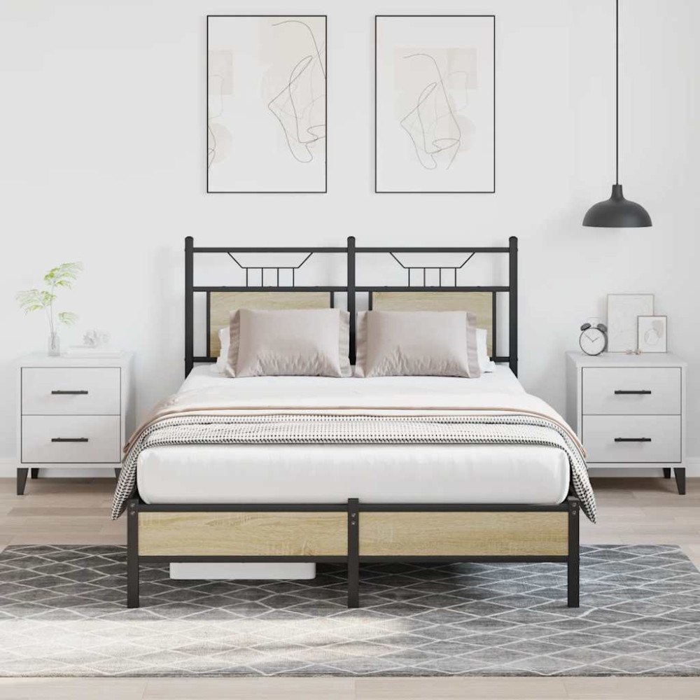vidaXL Sängram utan madrass sonoma-ek 120x200 cm konstruerad trä