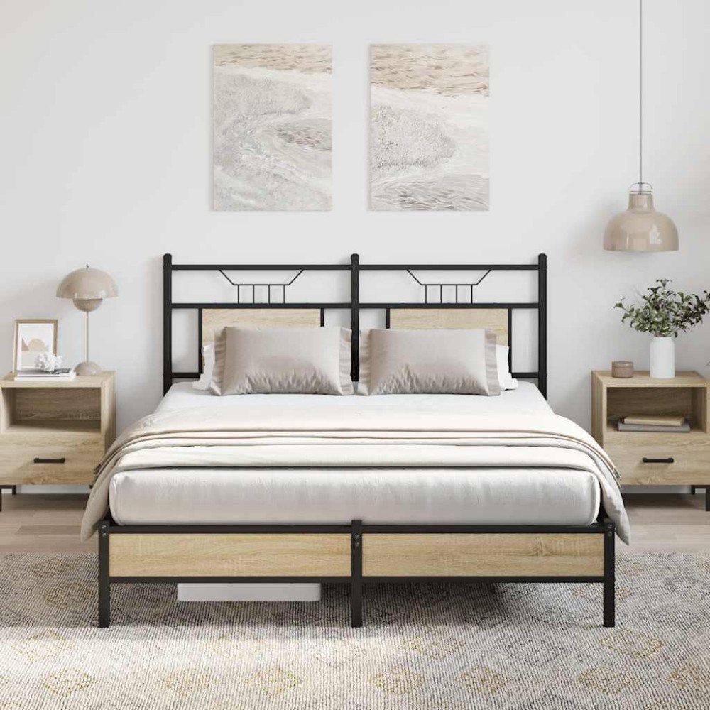 vidaXL Sängram utan madrass sonoma-ek 137x190 cm konstruerad trä