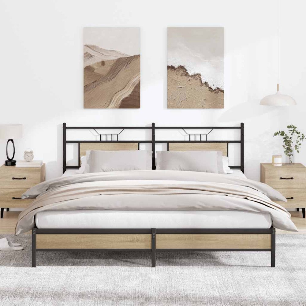 vidaXL Sängram utan madrass sonoma-ek 160x200 cm konstruerad trä