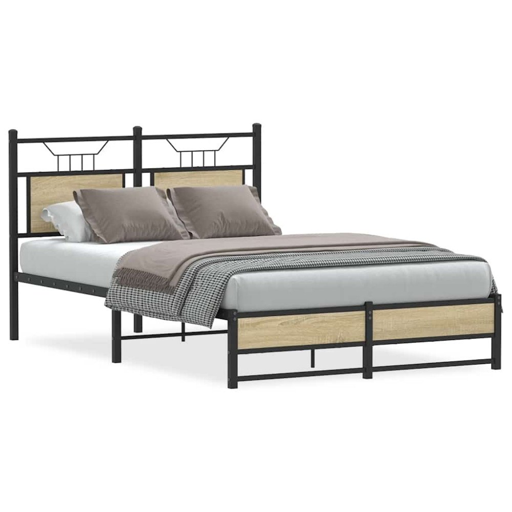 vidaXL Sängram utan madrass sonoma-ek 120x190 cm konstruerad trä