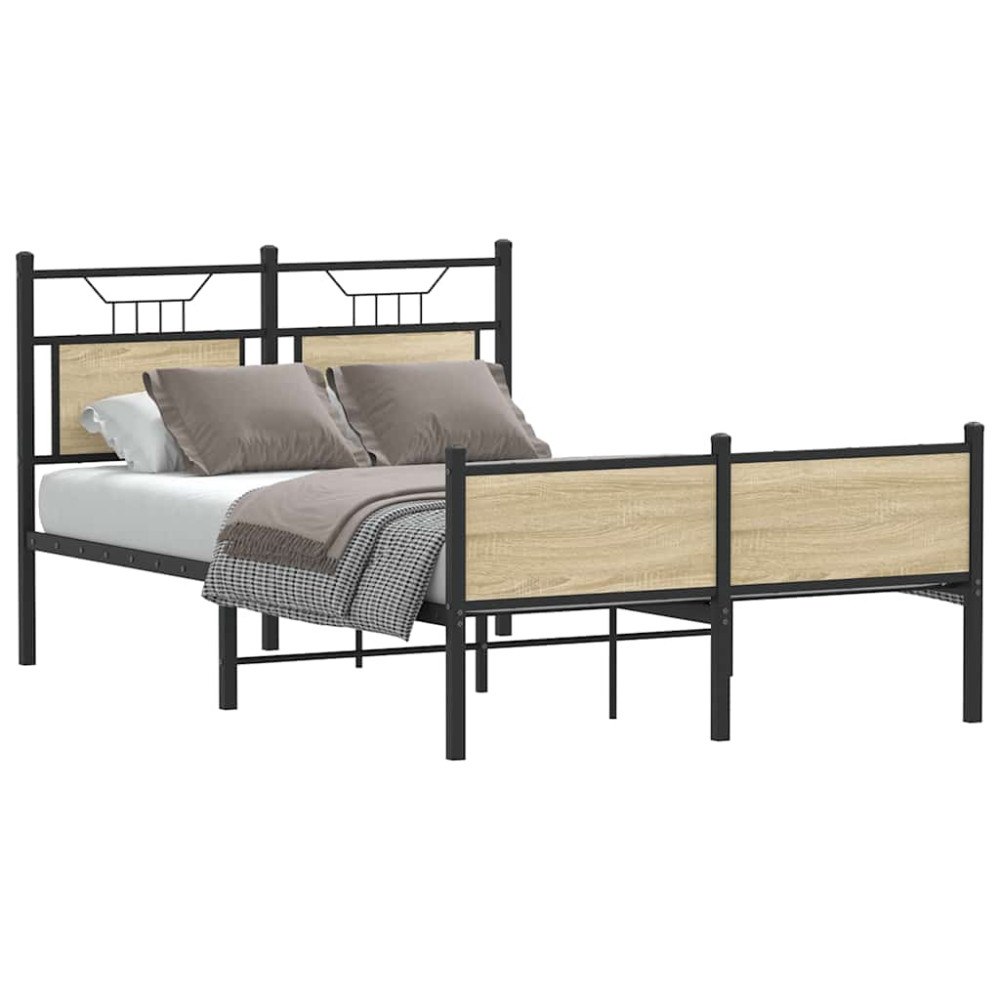 vidaXL Sängram utan madrass sonoma-ek 120x190 cm konstruerad trä