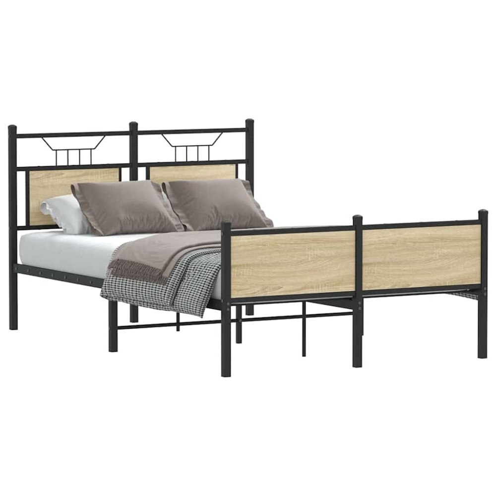 vidaXL Sängram utan madrass sonoma-ek 120x200 cm konstruerad trä