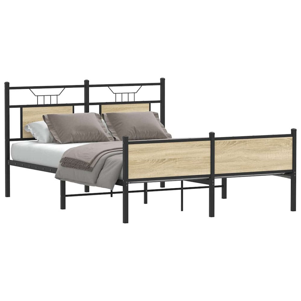 vidaXL Sängram utan madrass sonoma-ek 140x190 cm konstruerad trä