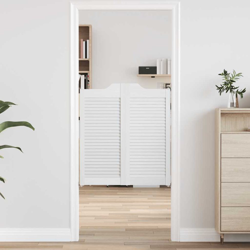 vidaXL Slagdörrar lamelldesign 1-par vit 90x80 cm