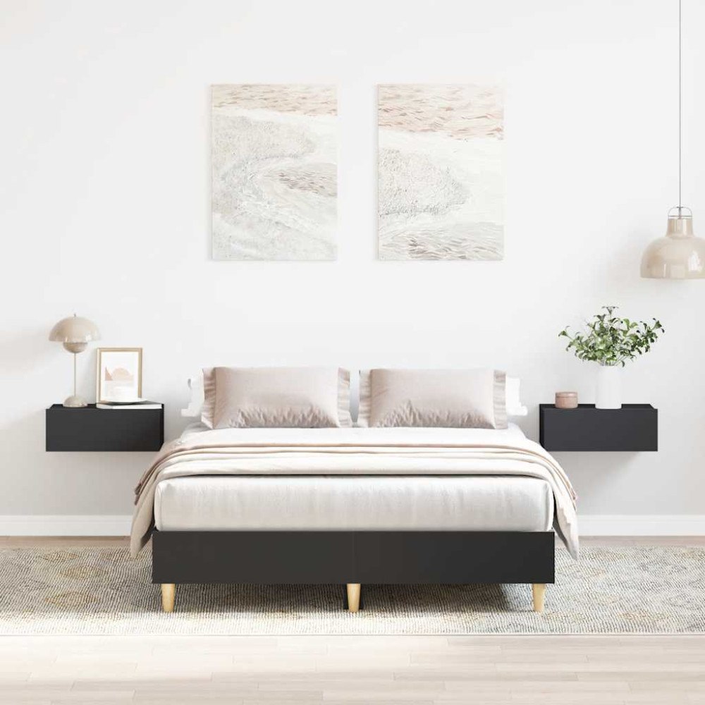 vidaXL Sängram utan madrass svart 140x190 cm konstruerat trä