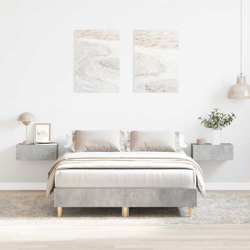 vidaXL Sängram utan madrass betonggrå 140x190 cm konstruerat trä