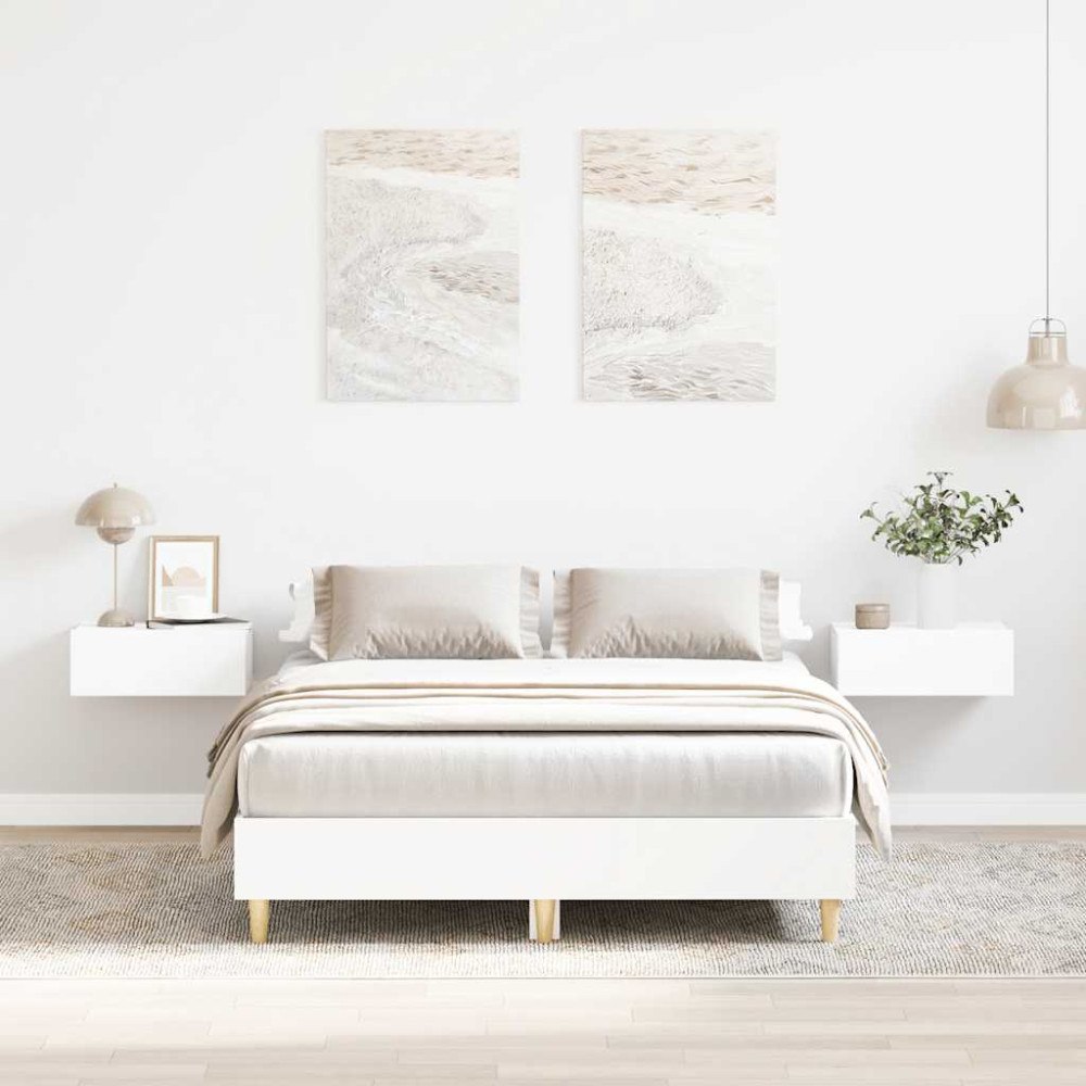 vidaXL Sängram utan madrass vit 135x190 cm konstruerat trä