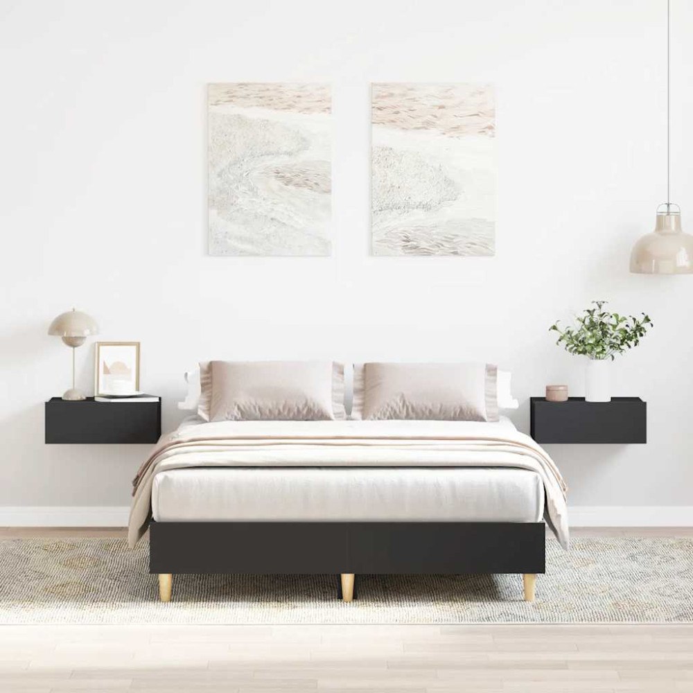 vidaXL Sängram utan madrass svart 135x190 cm konstruerat trä