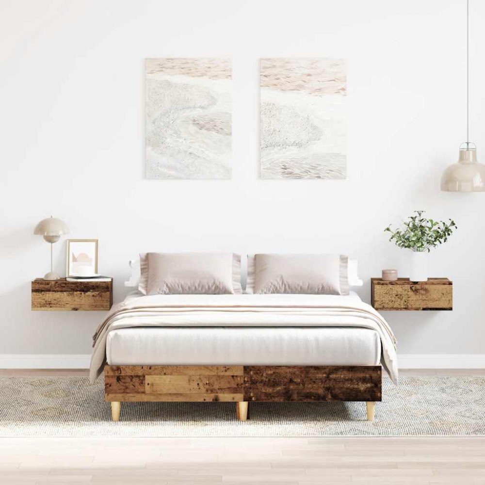 vidaXL Sängram utan madrass gammalt trä 135x190 cm konstruerat trä