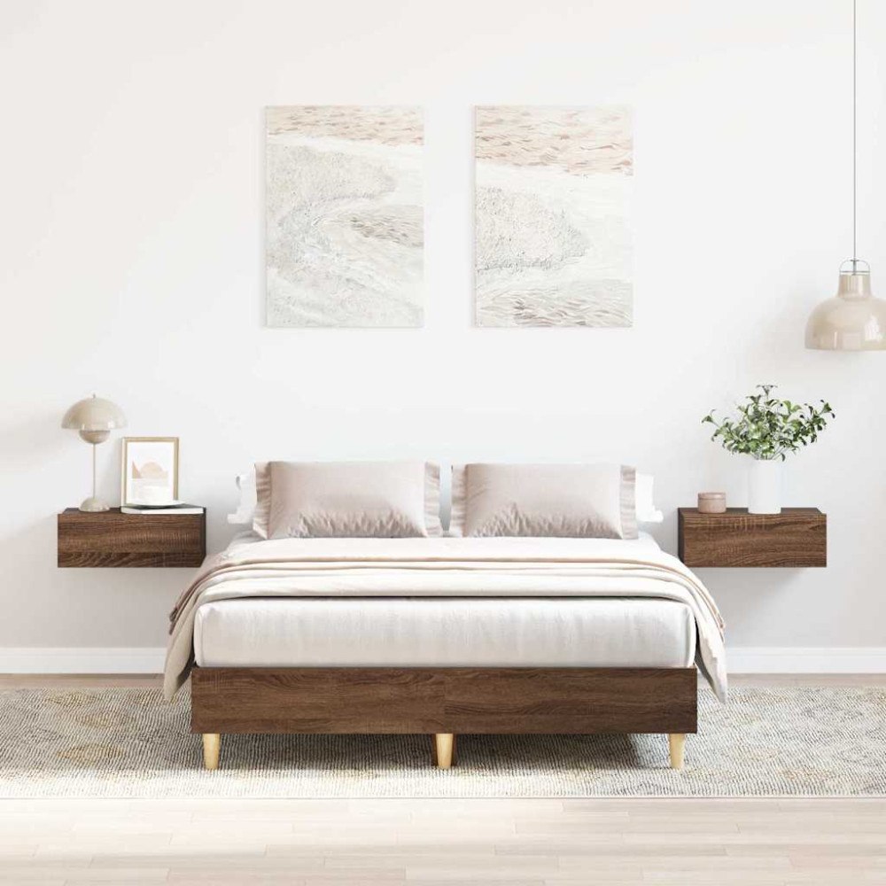 vidaXL Sängram utan madrass brun ek 120x190 cm konstruerat trä