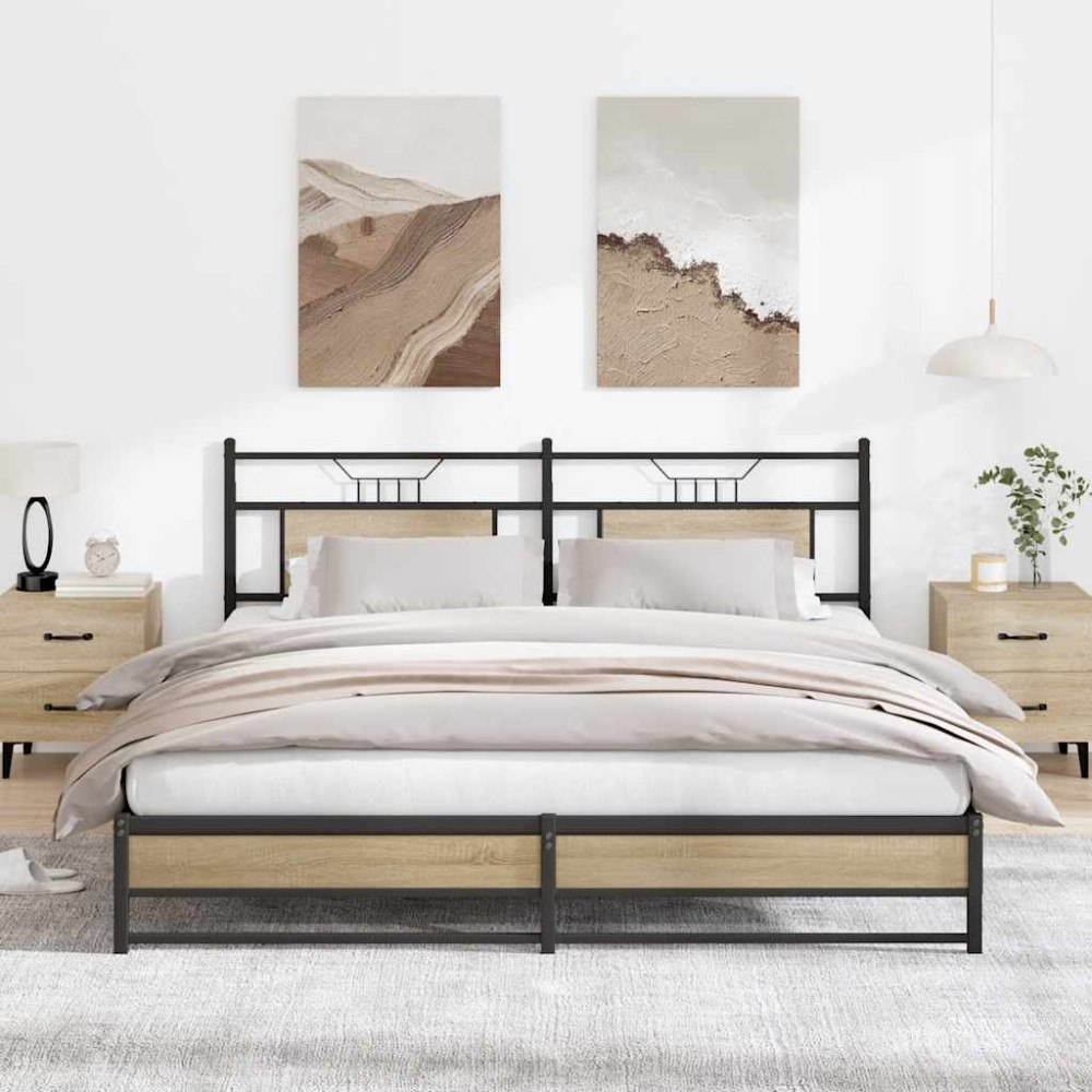 vidaXL Sängram utan madrass metall sonoma-ek 180x200 cm