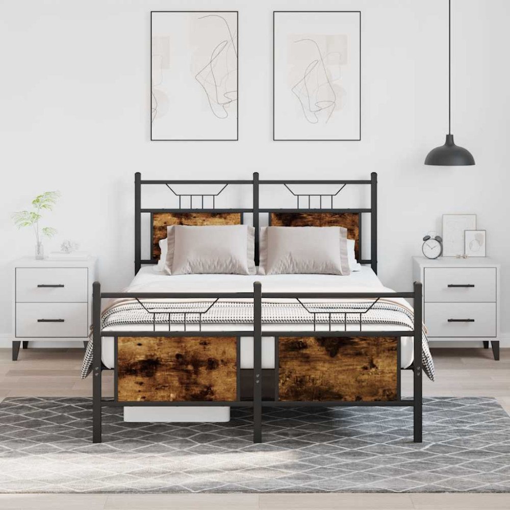 vidaXL Sängram utan madrass rökfärgad ek 120x190 cm konstruerad trä