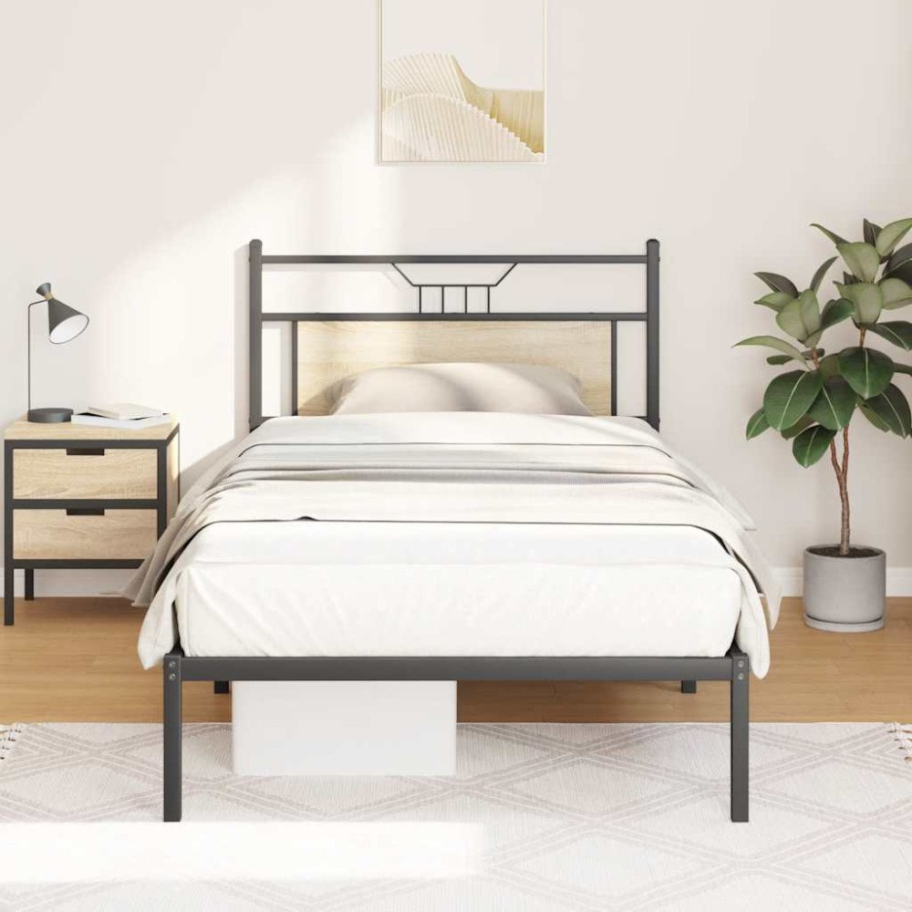 vidaXL Sängram utan madrass sonoma-ek 100x190 cm konstruerad trä