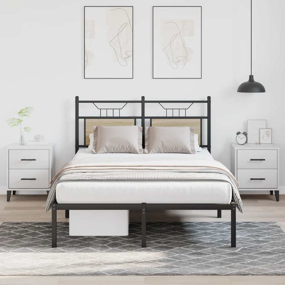 vidaXL Sängram utan madrass sonoma-ek 120x200 cm konstruerad trä