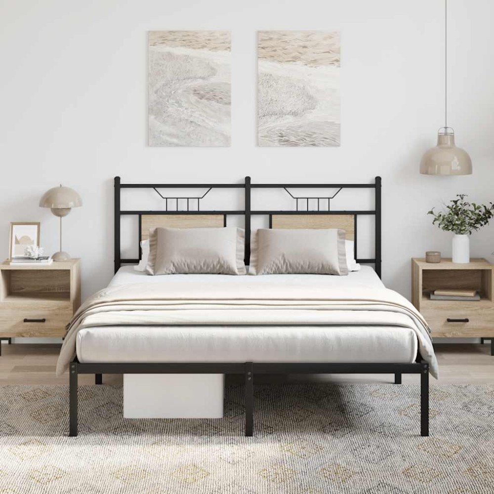 vidaXL Sängram utan madrass sonoma-ek 137x190 cm konstruerad trä