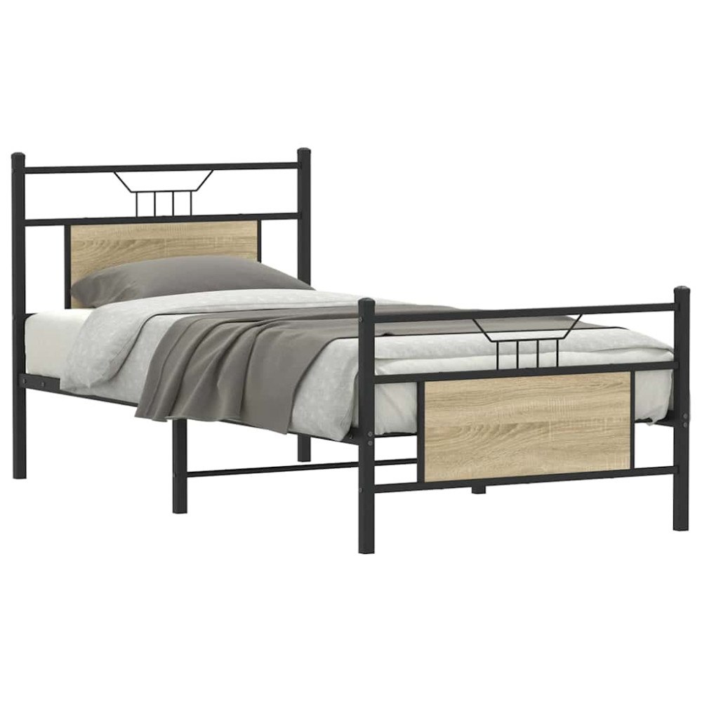 vidaXL Sängram utan madrass sonoma-ek 80x200 cm konstruerad trä