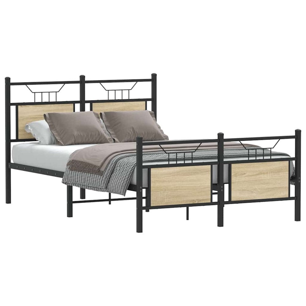 vidaXL Sängram utan madrass sonoma-ek 120x190 cm konstruerad trä
