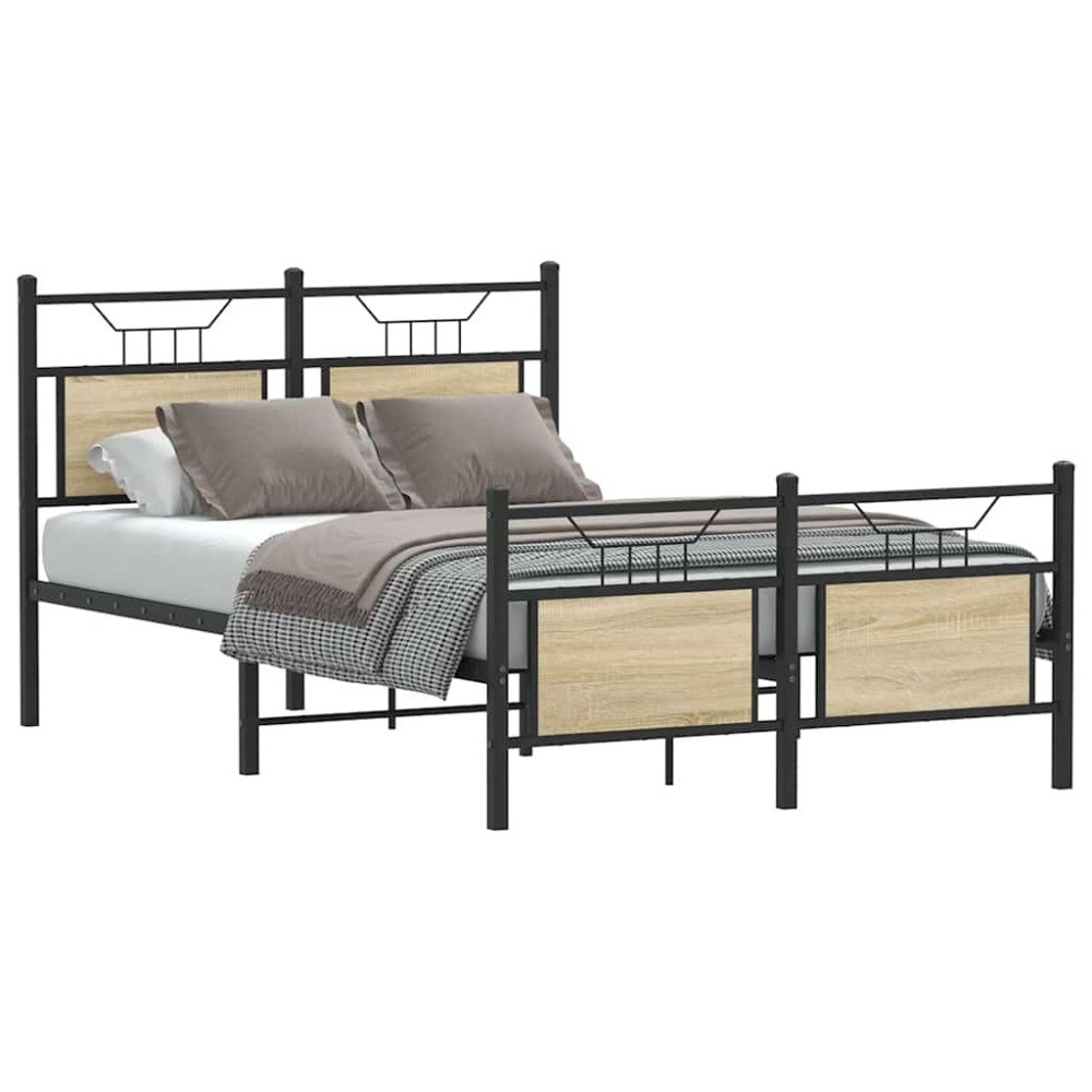vidaXL Sängram utan madrass sonoma-ek 120x200 cm konstruerad trä