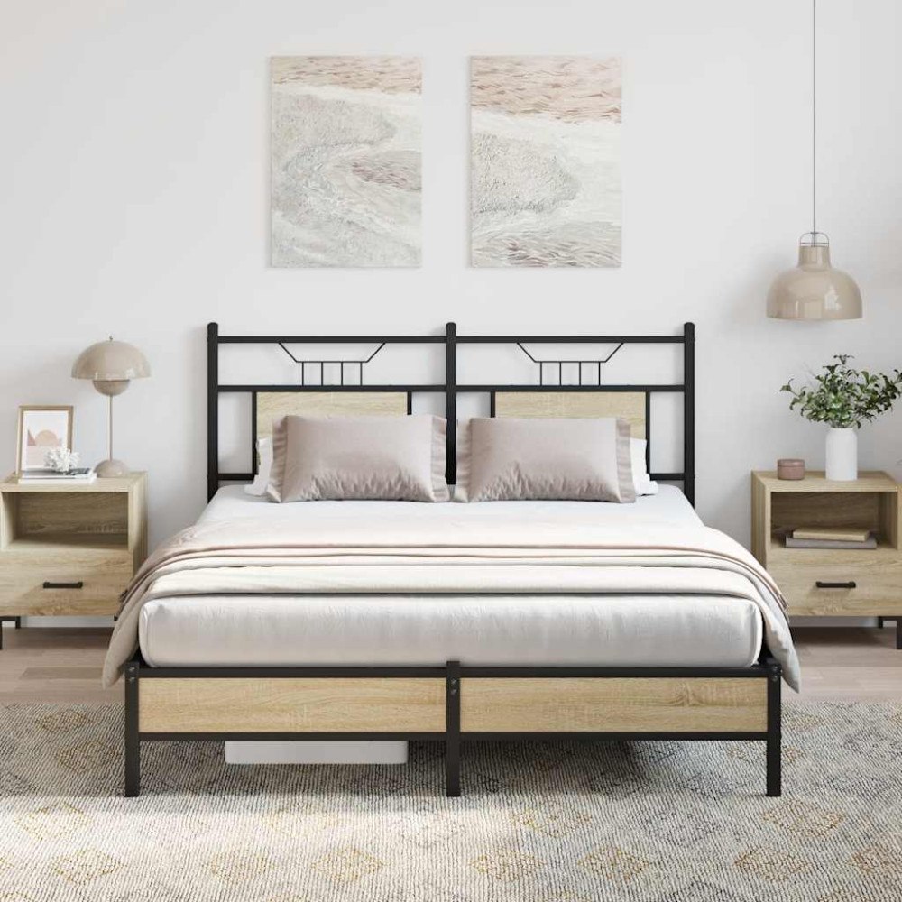 vidaXL Sängram utan madrass sonoma-ek 140x190 cm konstruerad trä