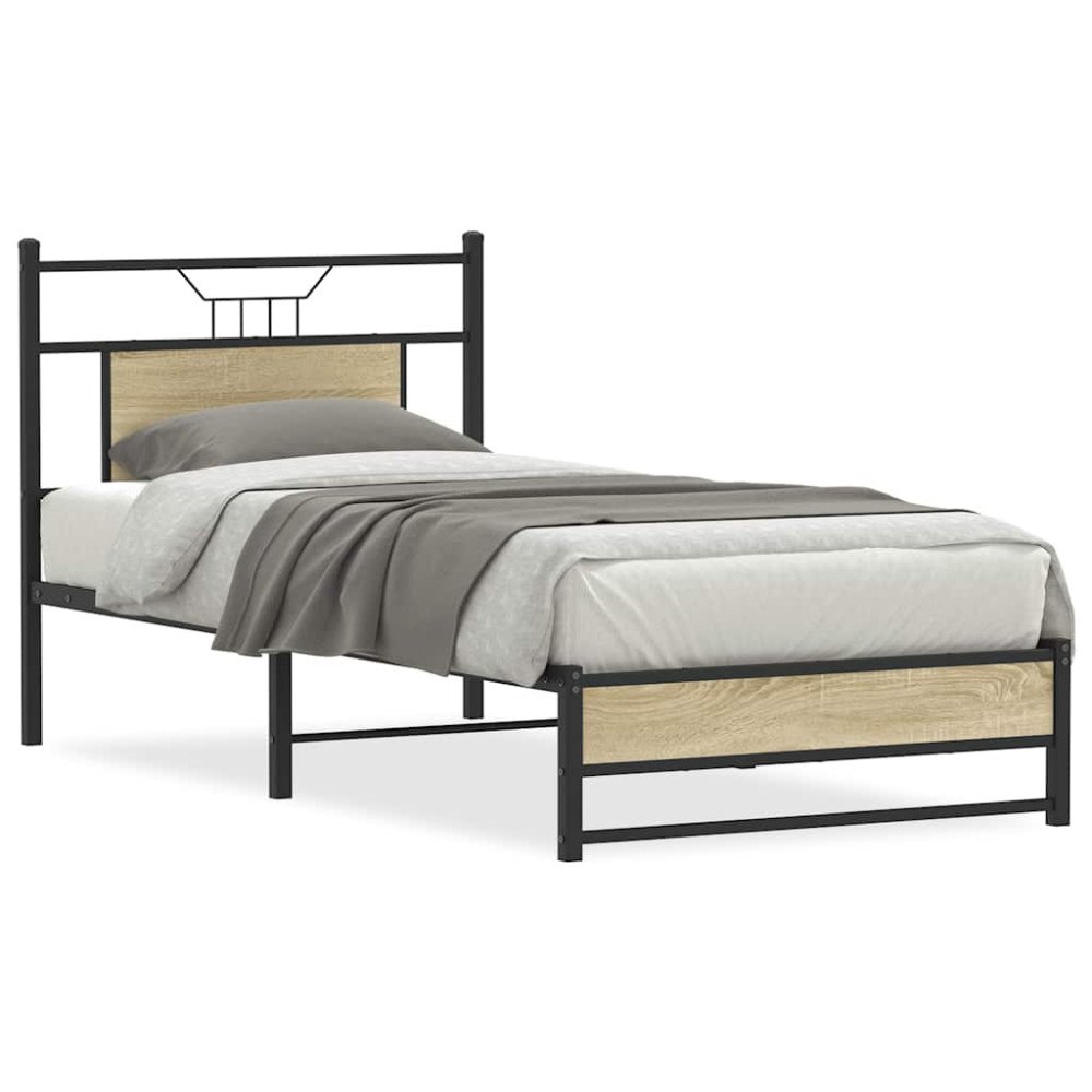 vidaXL Sängram utan madrass sonoma-ek 90x190 cm konstruerad trä