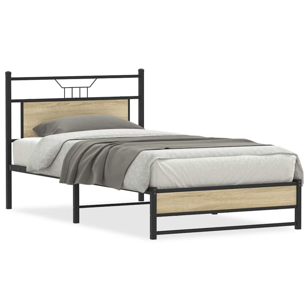 vidaXL Sängram utan madrass sonoma-ek 100x200 cm konstruerad trä
