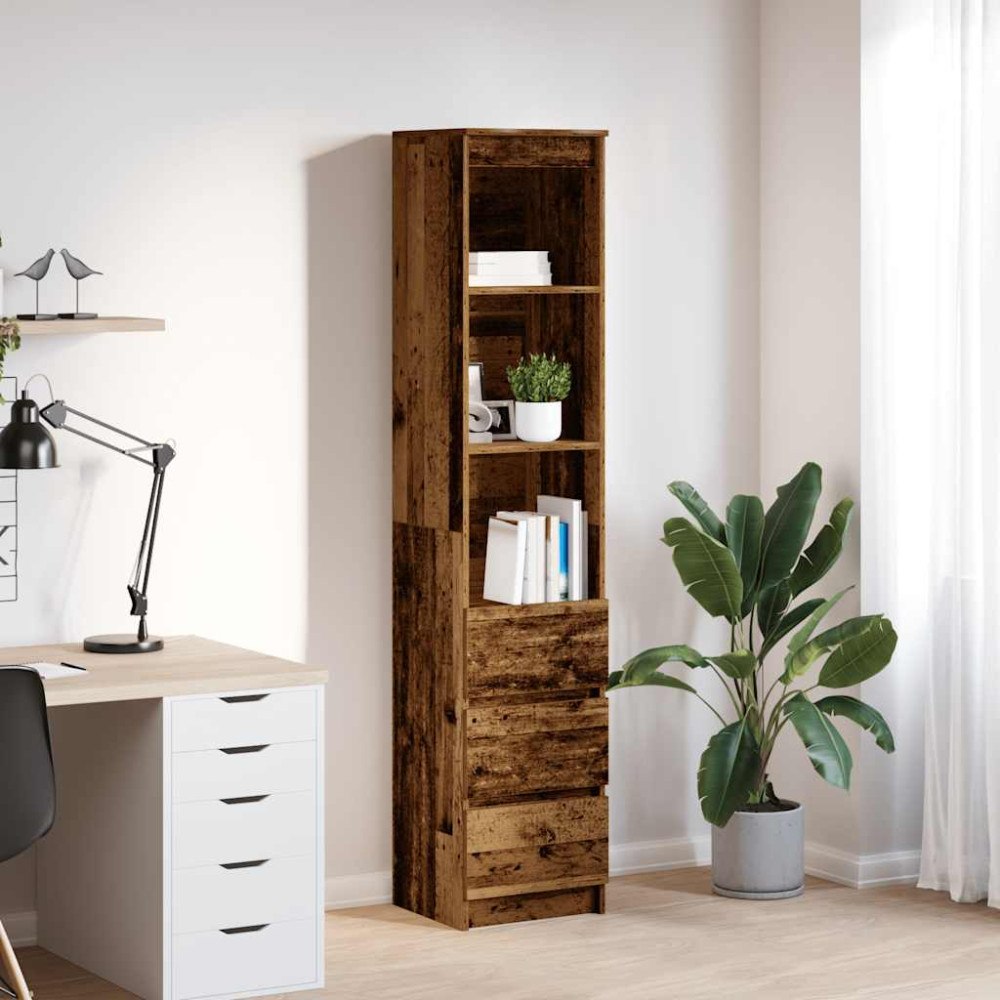 vidaXL Högskåp gammalt trä 37,5x35x180 cm konstruerat trä