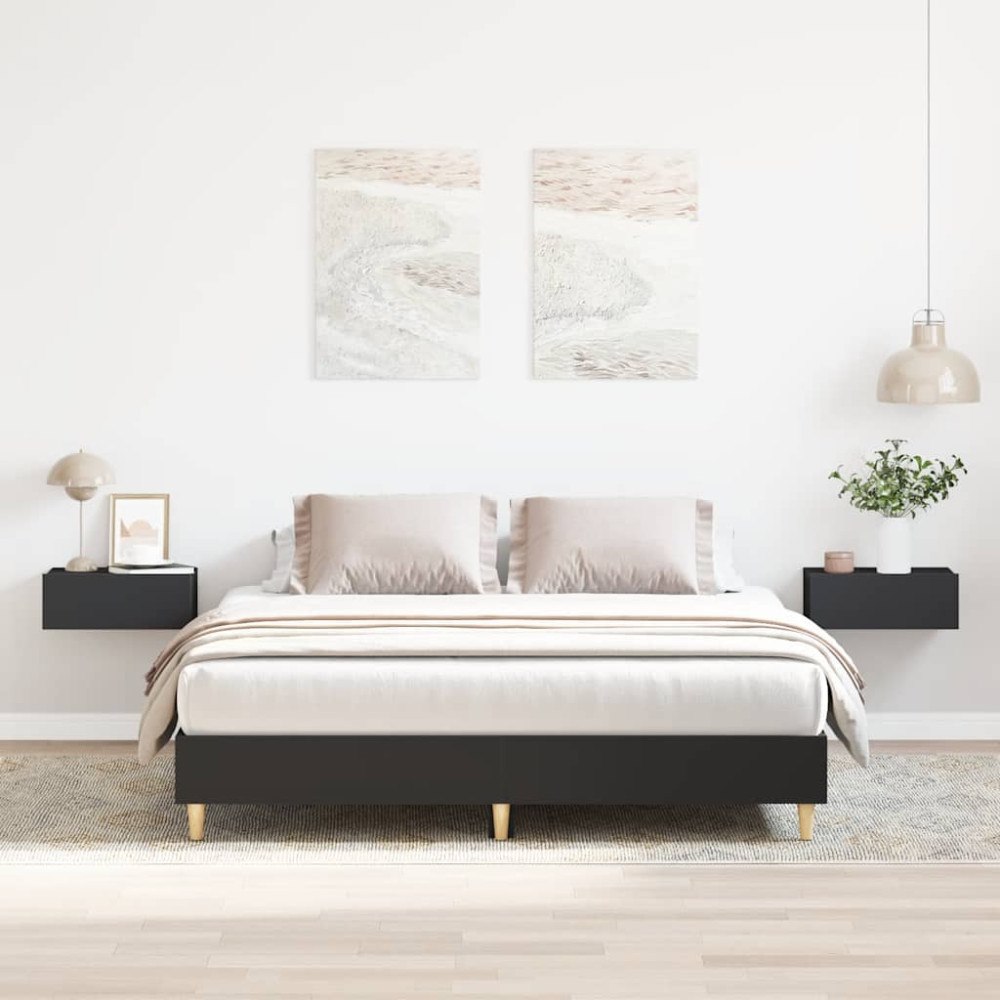 vidaXL Sängram utan madrass svart 150x200 cm konstruerat trä