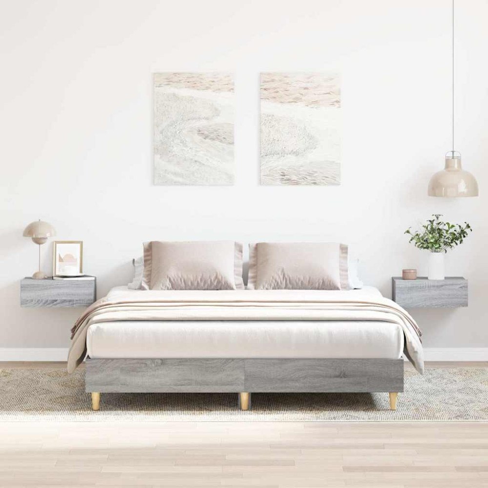 vidaXL Sängram utan madrass grå sonoma 150x200 cm konstruerat trä