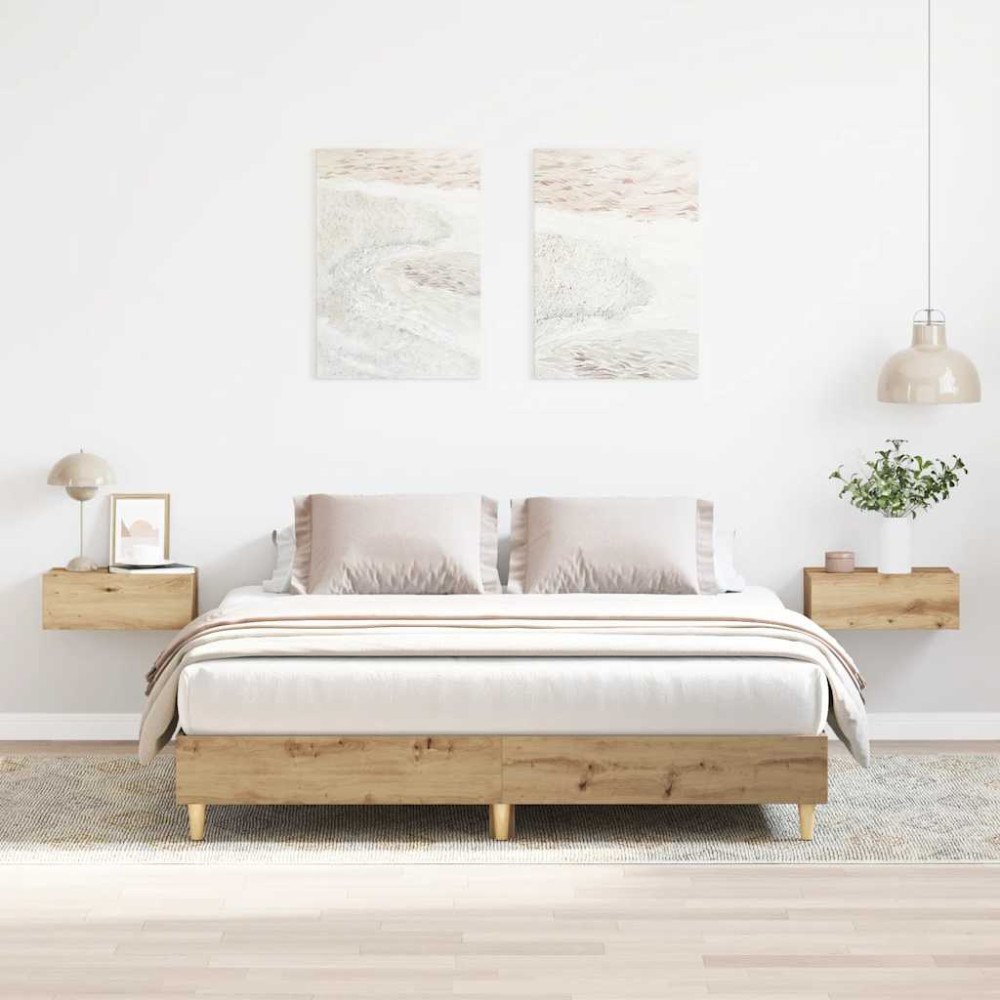 vidaXL Sängram utan madrass hantverksmässig ek 150x200 cm