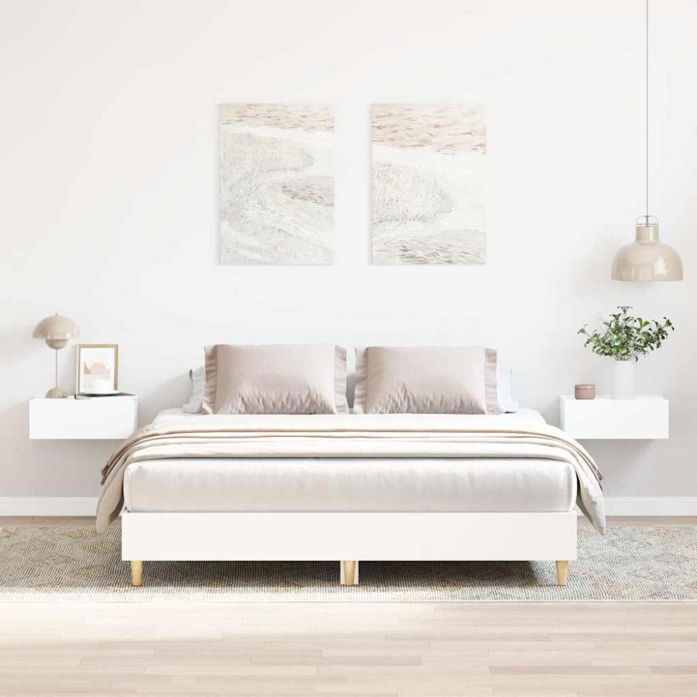 vidaXL Sängram utan madrass vit 140x200 cm konstruerat trä