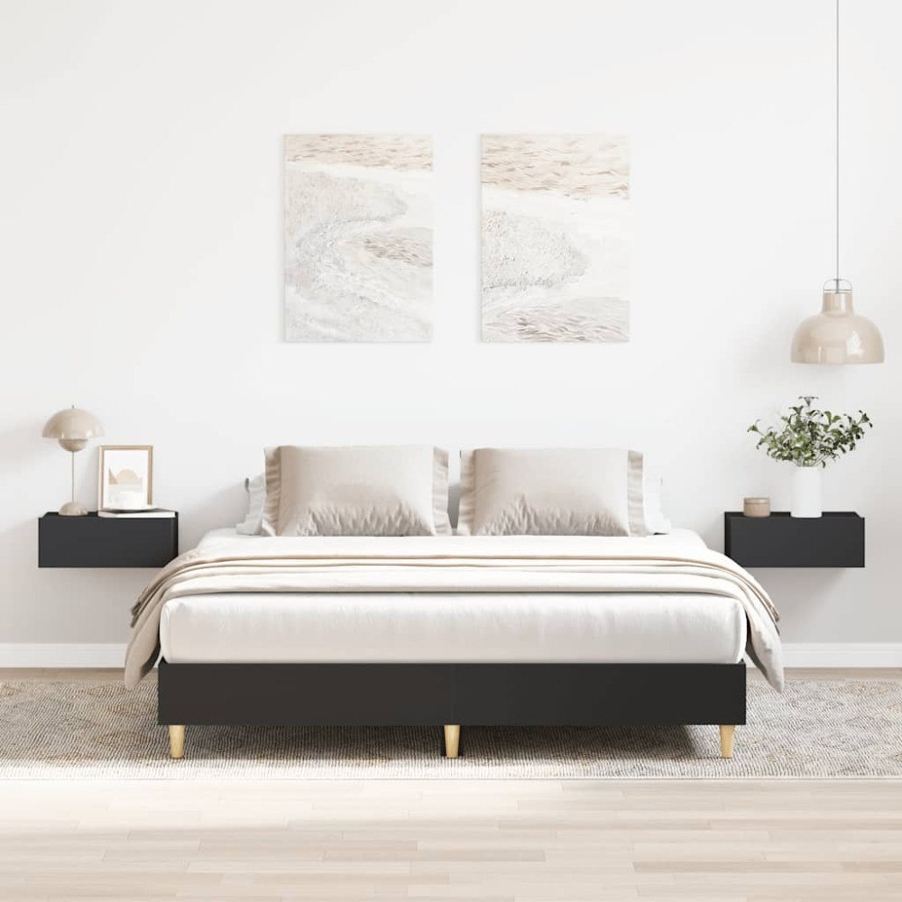 vidaXL Sängram utan madrass svart 140x200 cm konstruerat trä