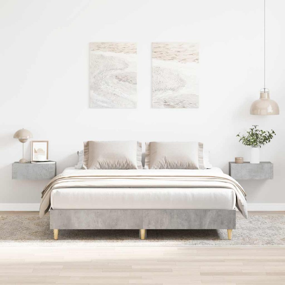 vidaXL Sängram utan madrass betonggrå 140x200 cm konstruerat trä