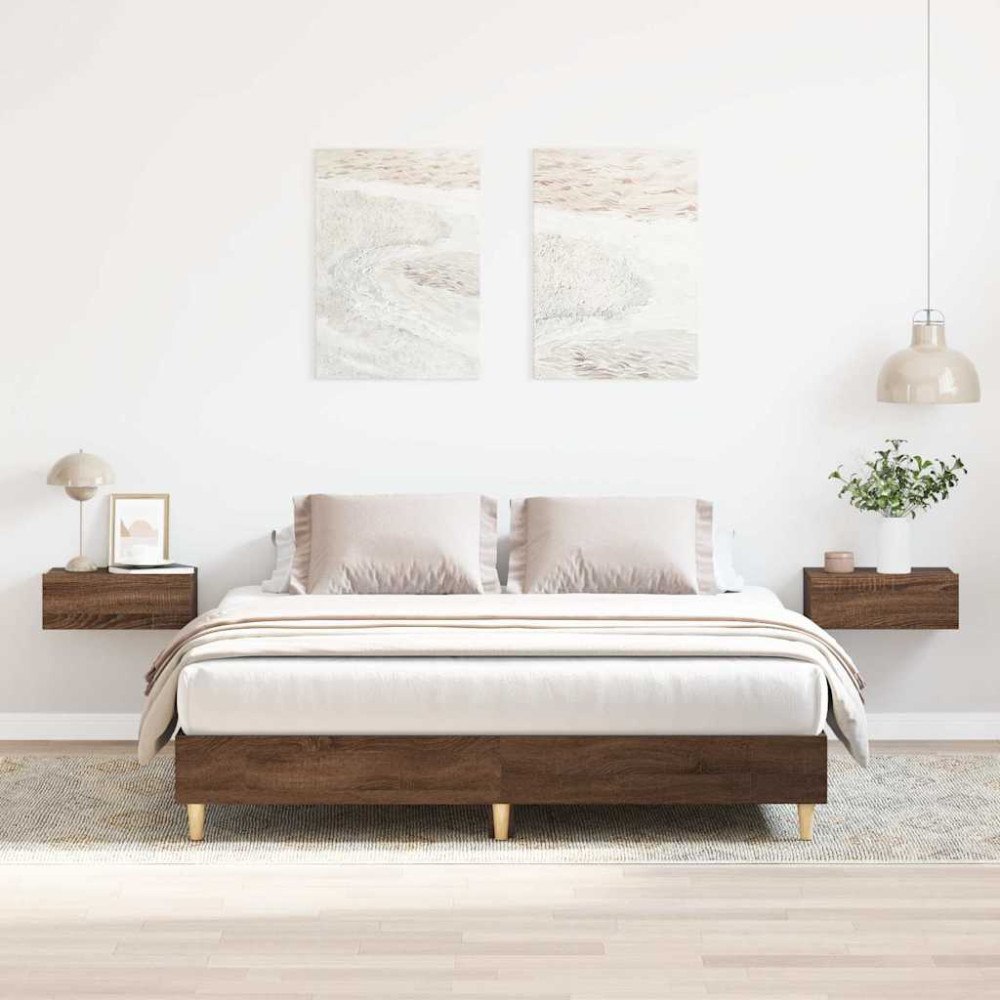 vidaXL Sängram utan madrass brun ek 140x200 cm konstruerat trä