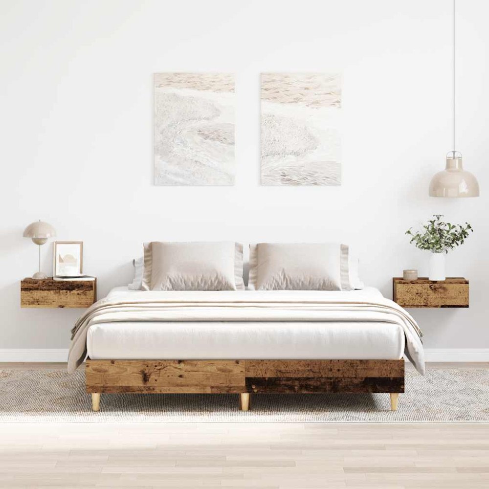 vidaXL Sängram utan madrass gammalt trä 140x200 cm konstruerat trä