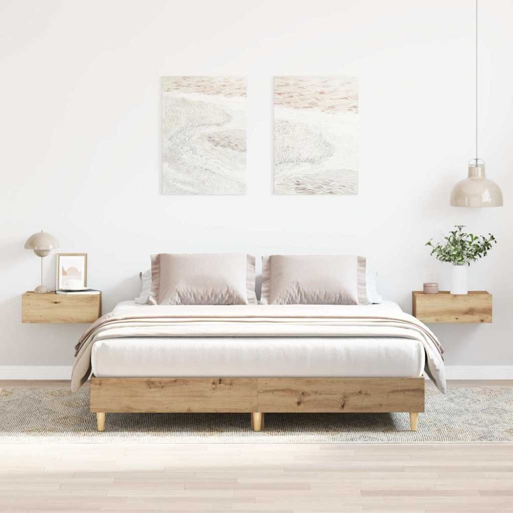 vidaXL Sängram utan madrass hantverksmässig ek 140x200 cm