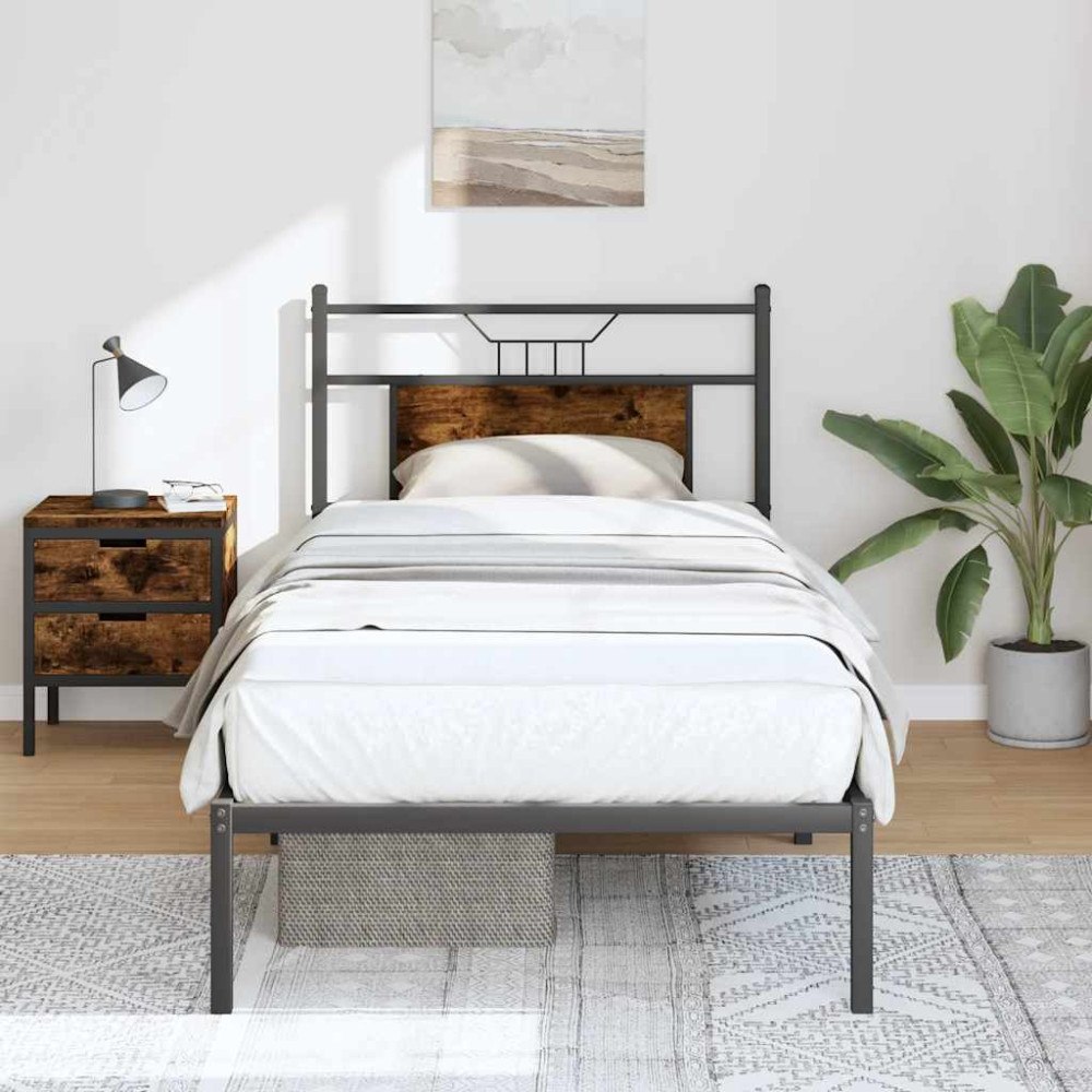 vidaXL Sängram utan madrass rökfärgad ek 80x200 cm konstruerad trä