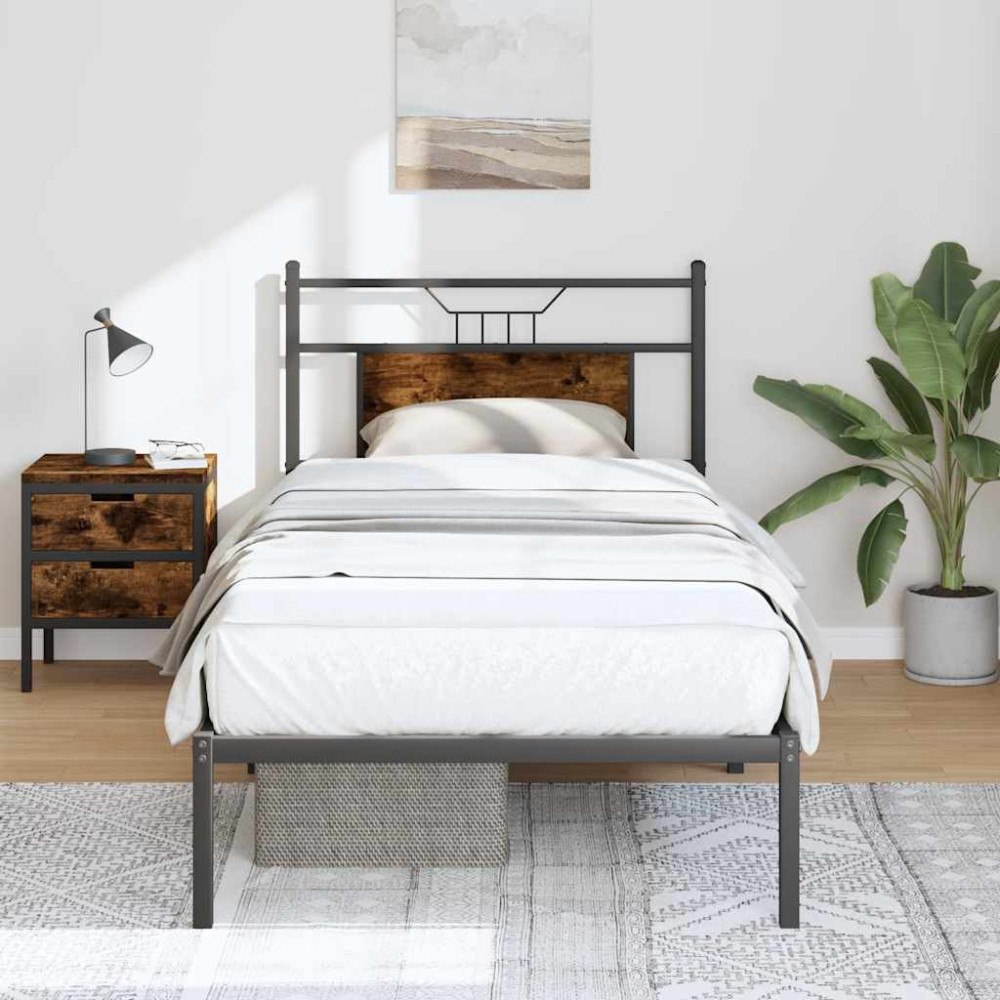 vidaXL Sängram utan madrass rökfärgad ek 90x190 cm konstruerad trä