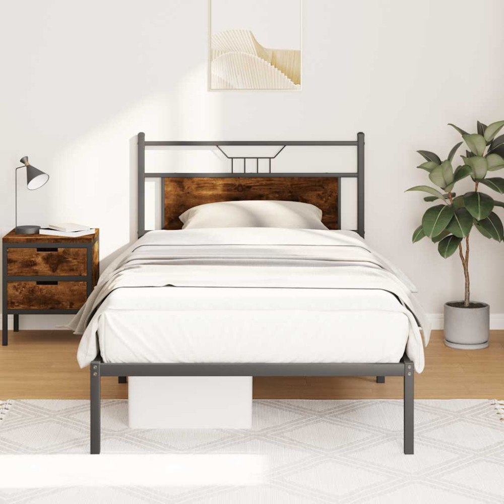 vidaXL Sängram utan madrass rökfärgad ek 100x200 cm konstruerad trä