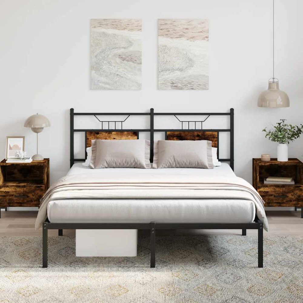 vidaXL Sängram utan madrass rökfärgad ek 150x200 cm konstruerad trä