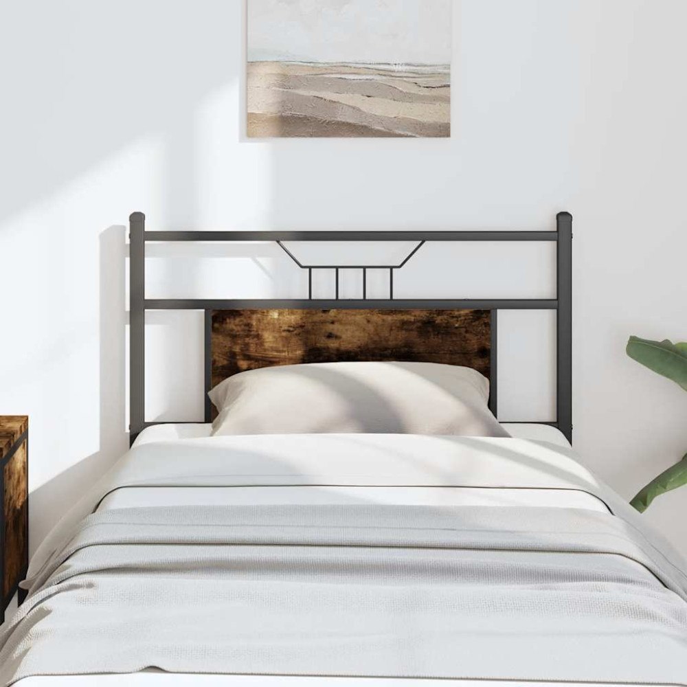 vidaXL Sänggavel rökfärgad ek 75 cm konstruerat trä och stål
